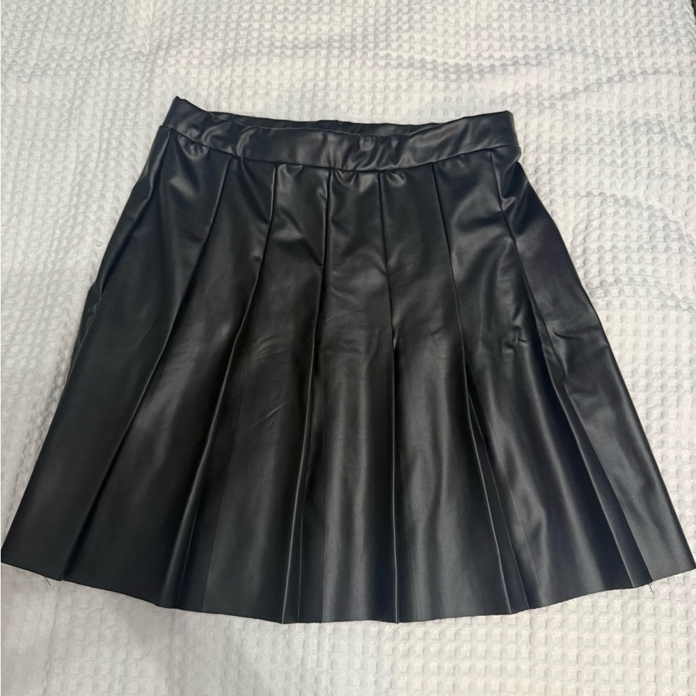 Black Leather Mini Tennis Skirt